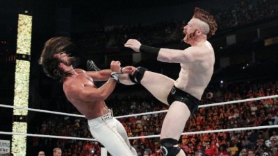 Sheamus Brogue Kick to Rollins