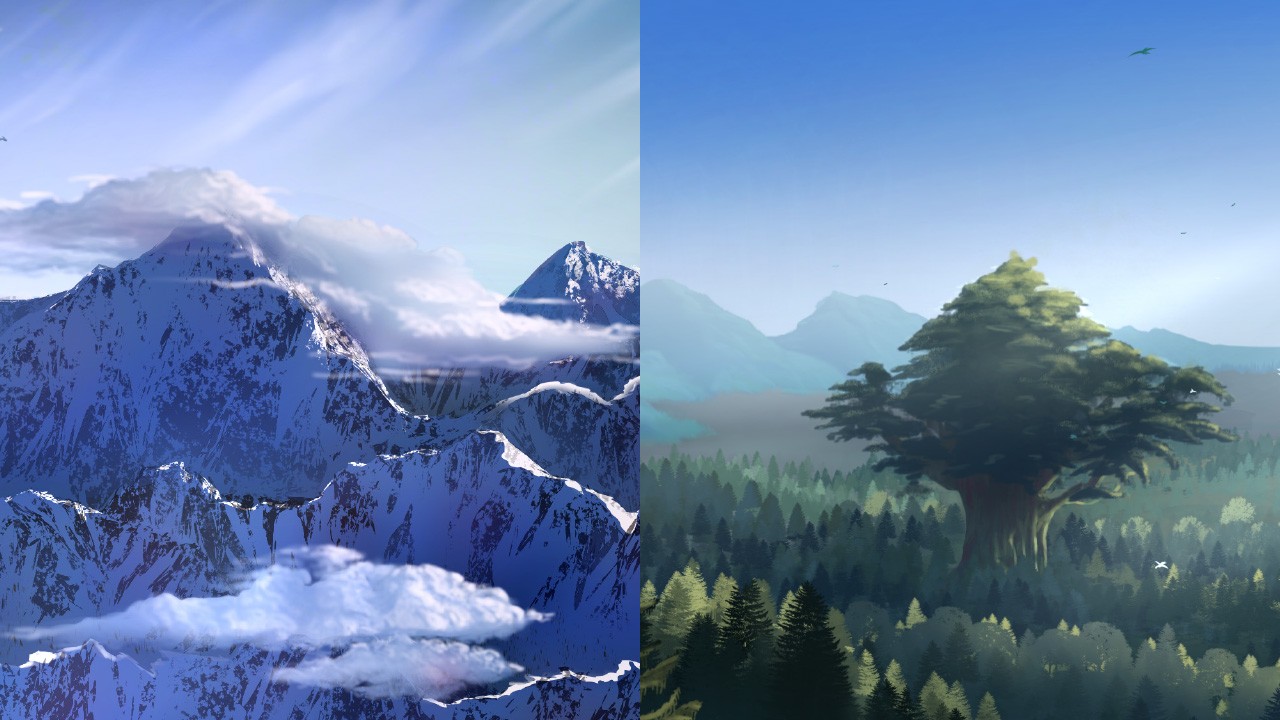 Some landscapes in Ellara as highlighted in the Adventurer's Guide